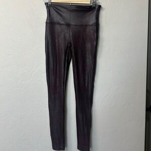 Spanx purple Faux leather leggings size medium.